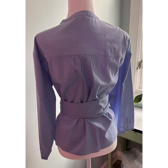 J CREW  Career Cotton Oxford Blouse-Full Tie Wrap Around-Size M - Picture 8 of 8